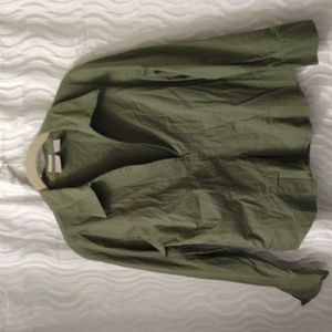 VTG Fiorlini International Stretch Green Sz M P Long Sleeve cotton Blouse